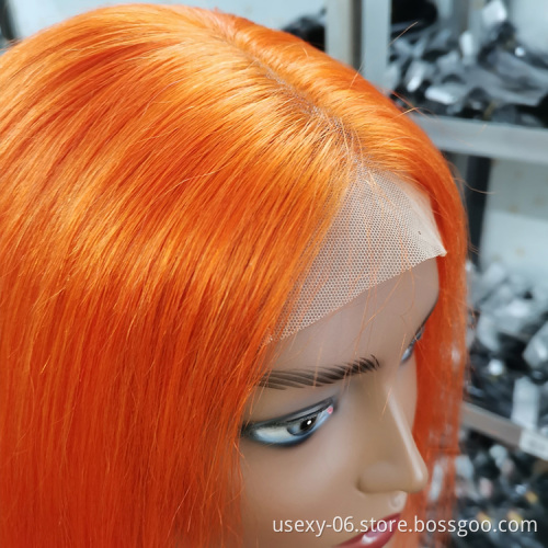 Natural Straight Color Lace Frontal Closure Wig Wholesale Virgin Brazilian Human Lace Wig Orange 613 Blonde Human Hair Wigs